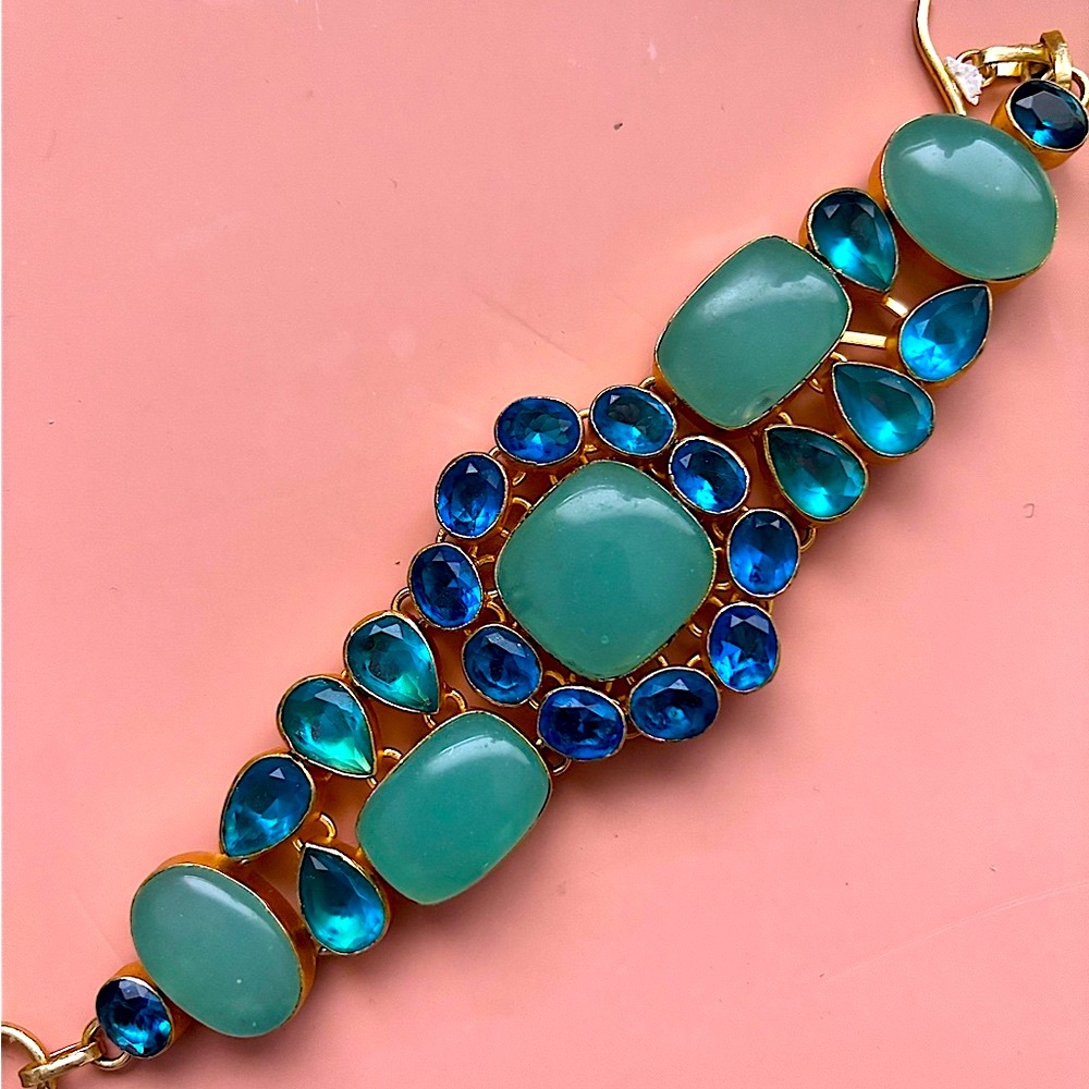 Elegant Green and Blue Gemstone Bracelet